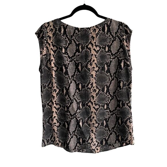 HUGO Silk Python Snake Print Sleeveless Blouse Black Gray 6 - Picture 2 of 5